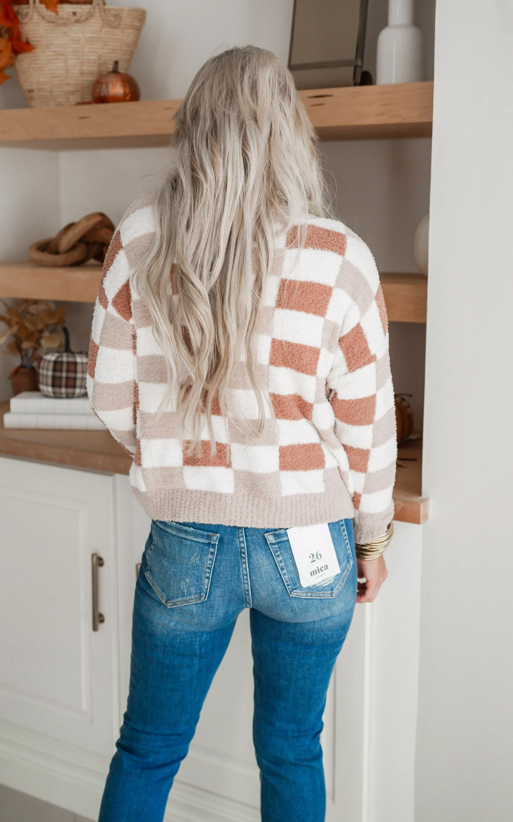 Mocha Checked Sweater by Salty Wave*