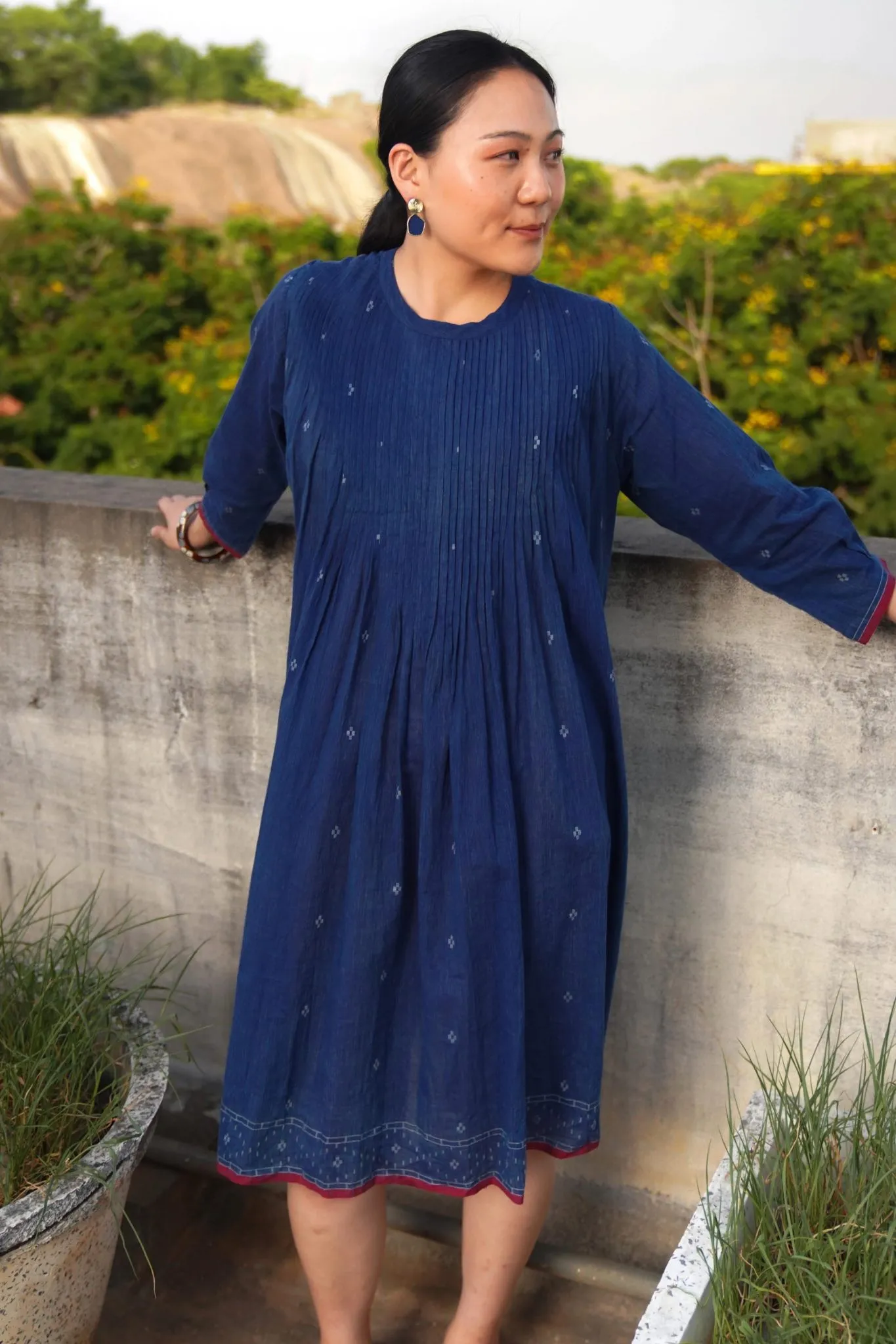 Osaka - Indigo Blue Jamdani Dress