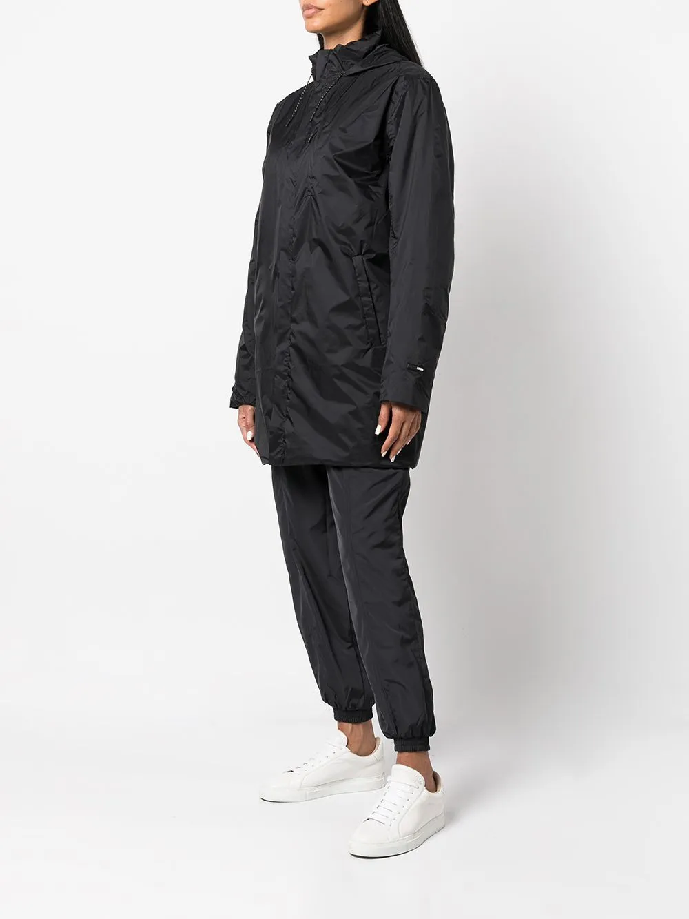 padded hooded rain coat