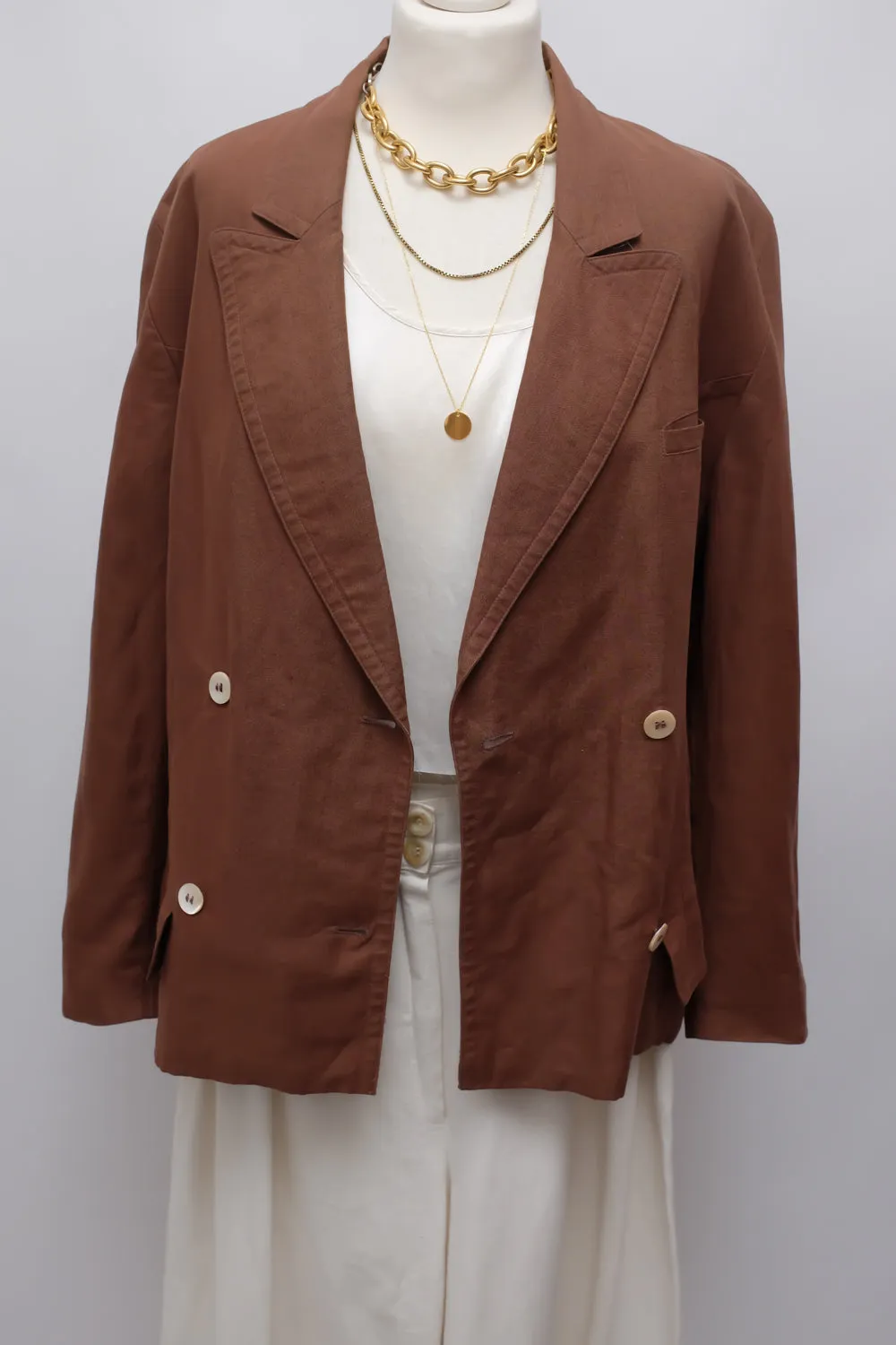 PURE LINEN SUMMER CHOCOLATE BLAZER