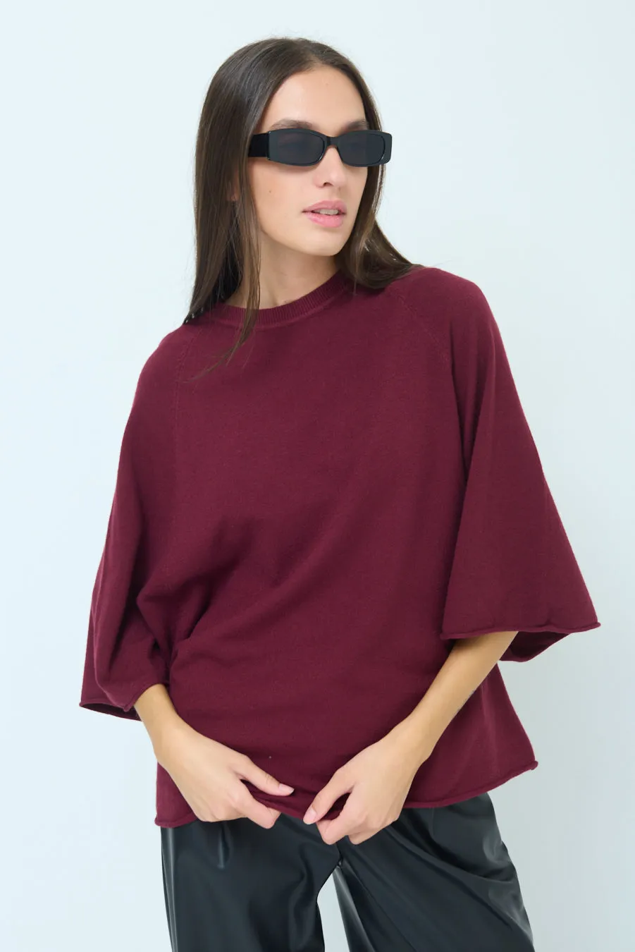 Relaxed fit batwing sleeve sweater wholesale