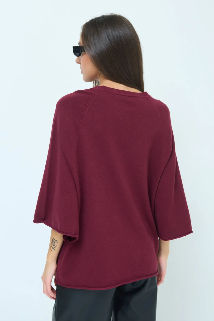 Relaxed fit batwing sleeve sweater wholesale