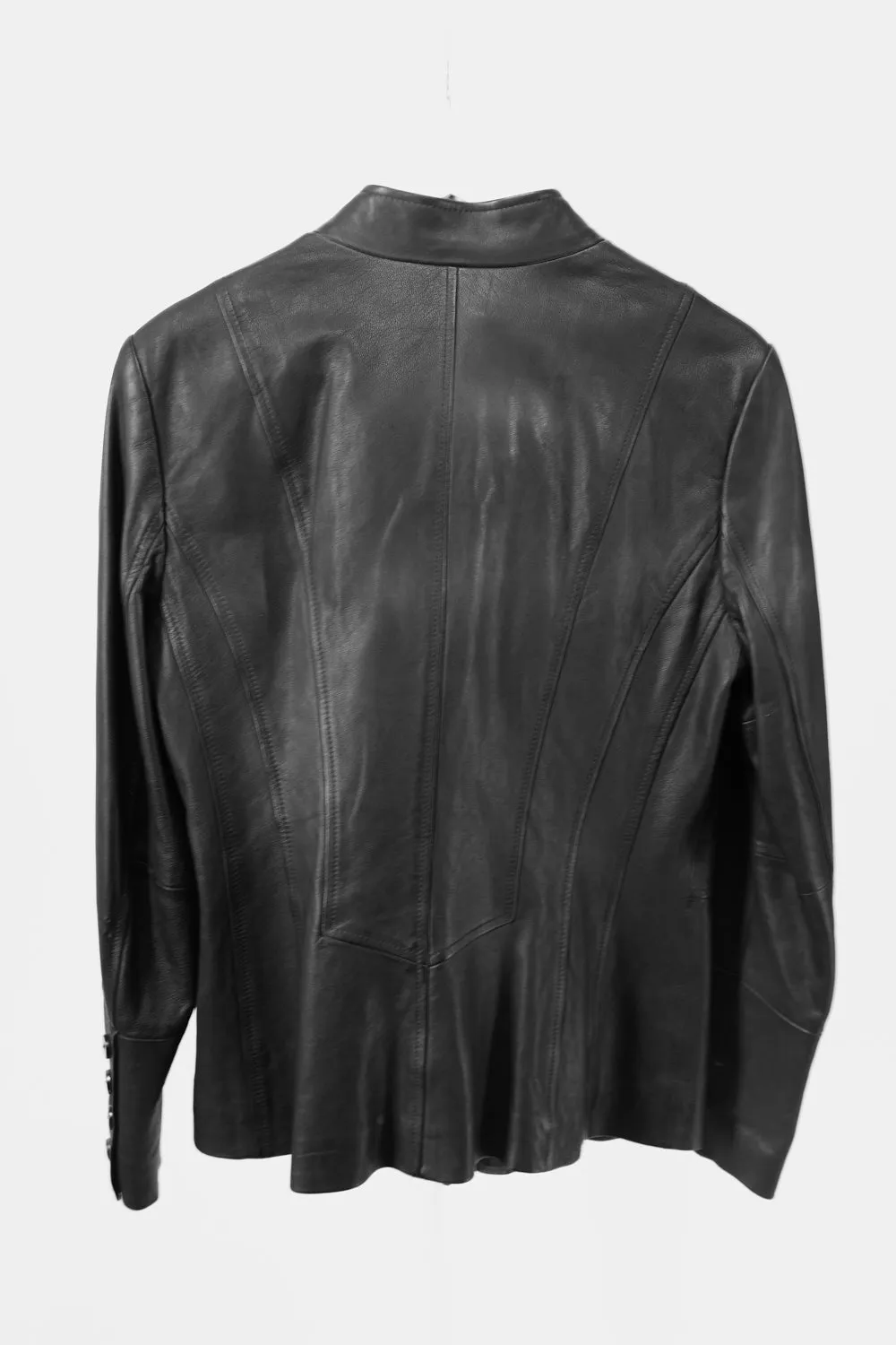 RENÉ LEZARD BLACK VOLANTS LEATHER JACKET