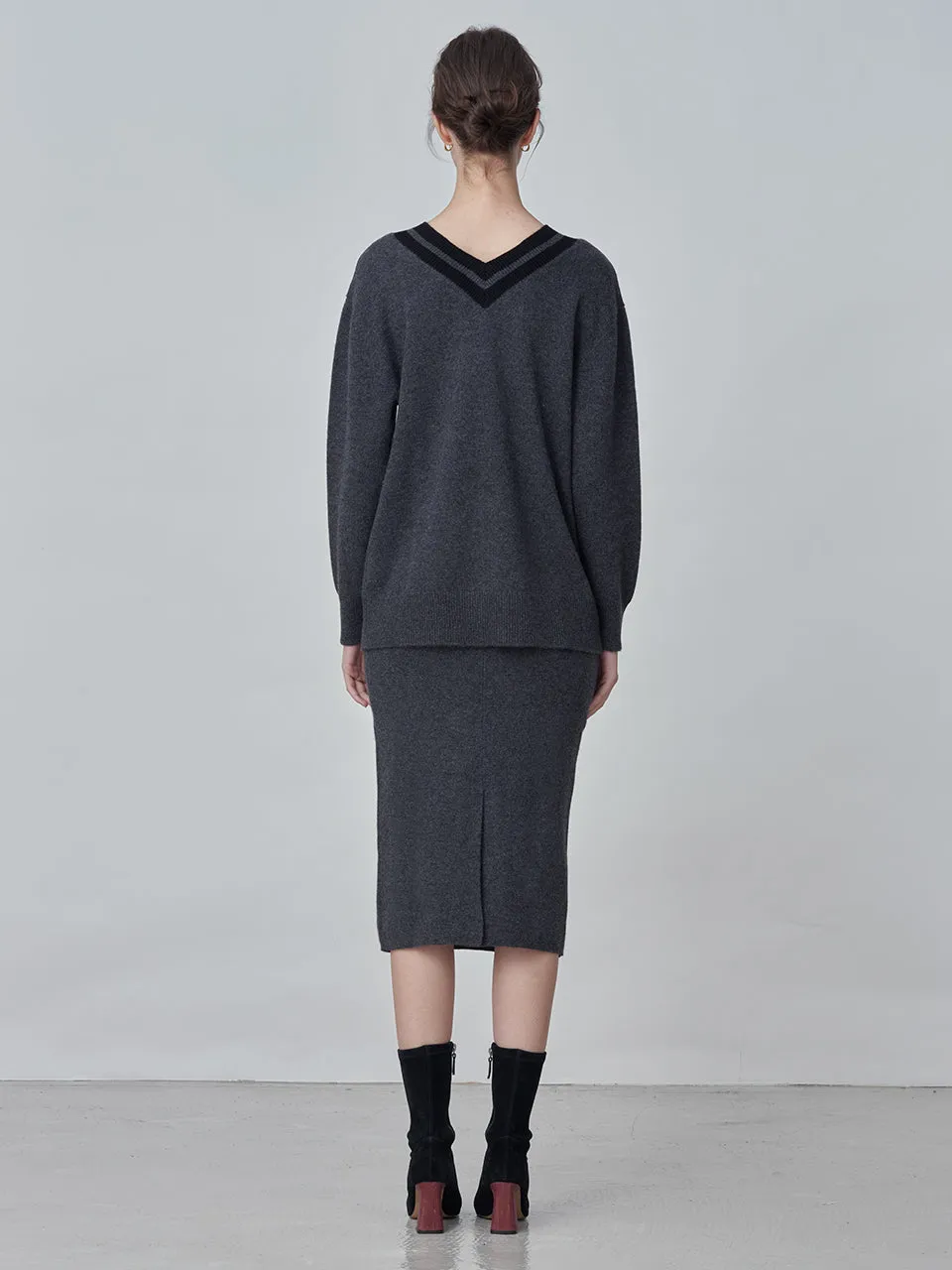 Straight Midi Skirt_Graphite