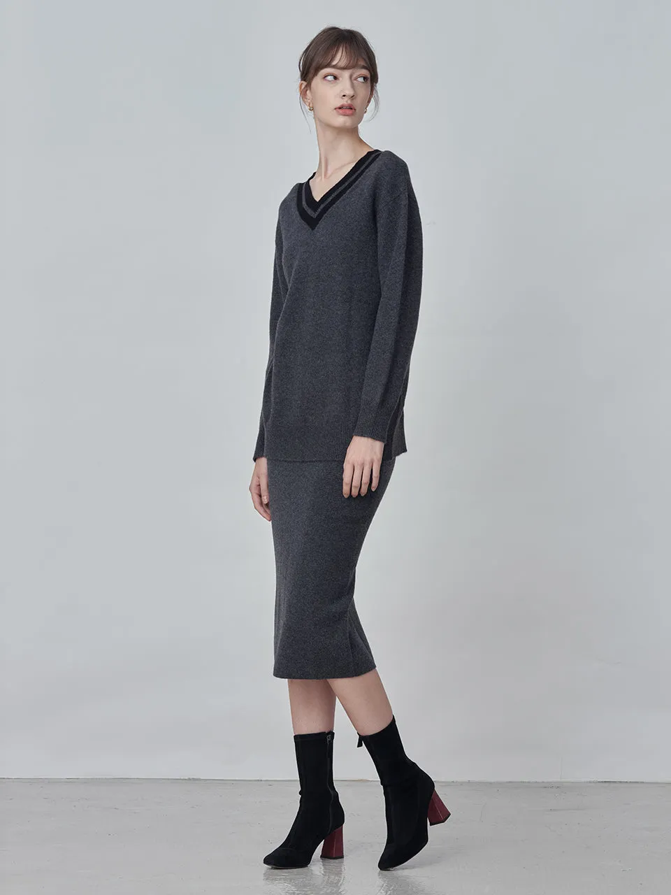 Straight Midi Skirt_Graphite