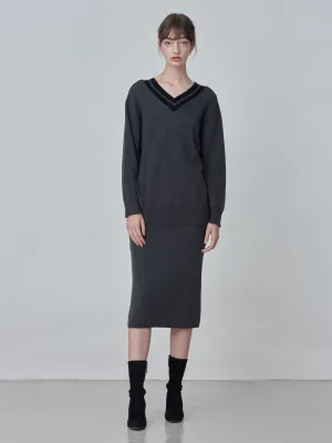 Straight Midi Skirt_Graphite