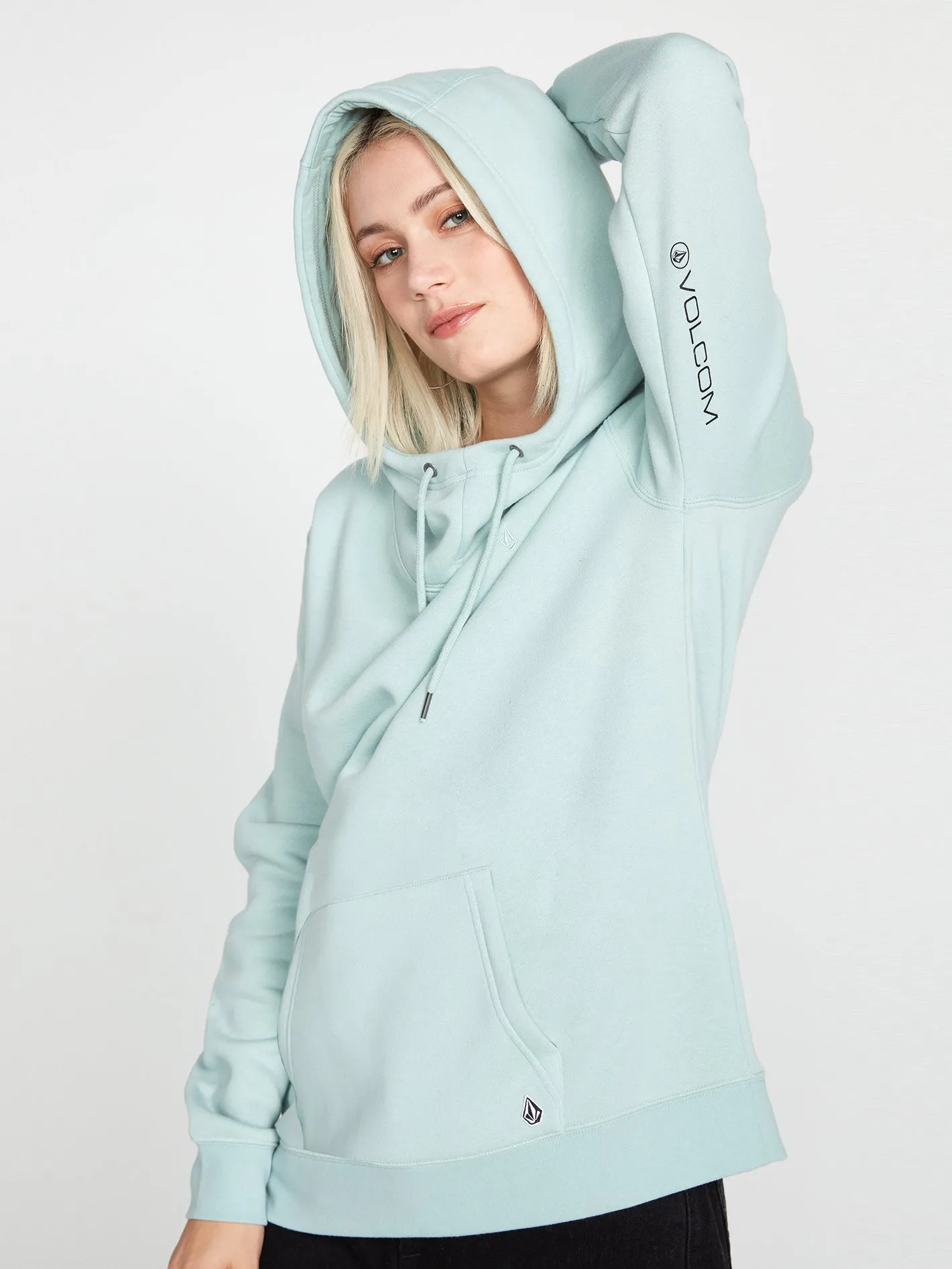 Walk It Out High Neck Hoodie - Stone Blue