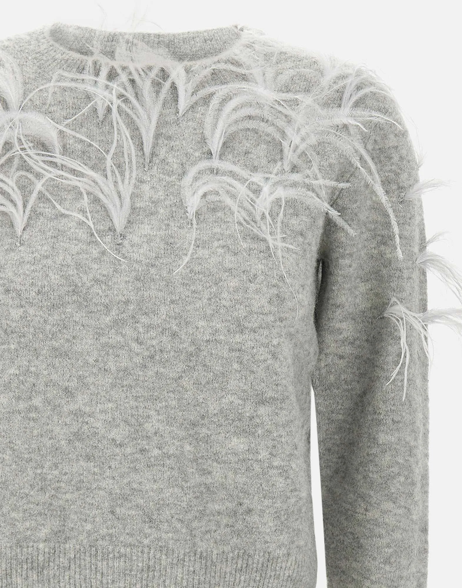 Wool Alpaca Feather Detail Sweater